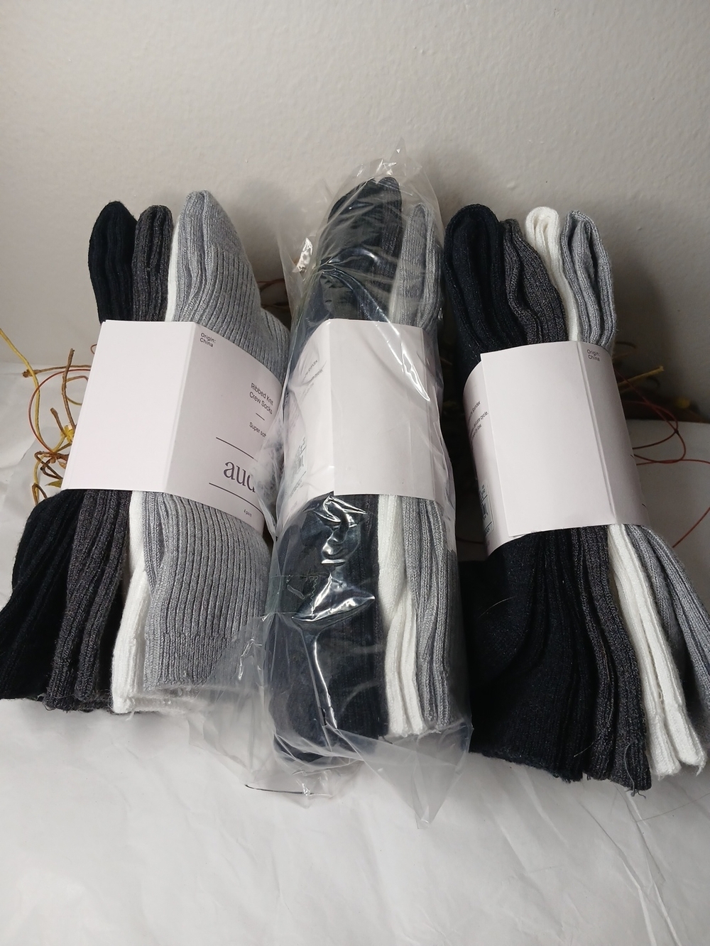 Auden Women's Crew Sock 3 Packs 4 Pairs Per Pack in Black, Gray & White